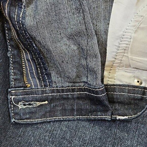 Caccini Denim Bling Skirt 24W Contrast Thread Embroidery 4 Pockets EUC W42 L30 - Picture 14 of 15